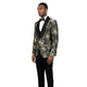 Men's Skinny Fit Jacquard 3 Piece Tuxedo with Double Breasted Vest - Black