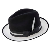 Black Wool Felt Fedora Hat with Contrast Brim by Montique