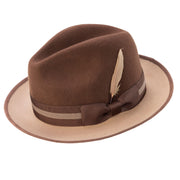 Brown Wool Felt Fedora Hat with Contrast Brim by Montique