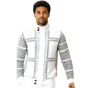 Men's Suede Patch Chevron Zip Sweater - Cream