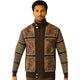 Men's Suede Patch Chevron Zip Sweater - Brown
