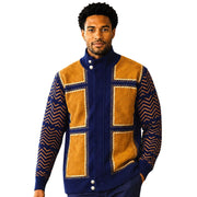 Men's Suede Patch Chevron Zip Sweater - Navy