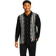 Men's Geometric Knit Front Long-Sleeve Walking Suit - Black