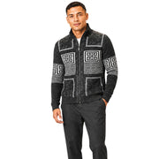 Men's Greek Key Suede Embroidered Zip Sweater - Grey