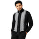 Men's Jacquard Front Suede Full-Zip Sweater - Black