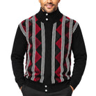 SilverSilk 31019 black/red diamond suede front full-zip sweater - detail view