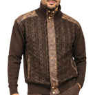 SilverSilk 31022 brown tonal suede front full-zip sweater - detail view