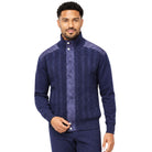 SilverSilk 31022 navy tonal suede front full-zip sweater