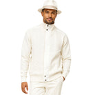 SilverSilk 31022 cream tonal suede front full-zip sweater