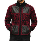 SilverSilk 31018 black paisley key suede full-zip sweater - detail view