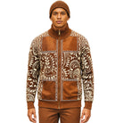 SilverSilk 31018 caramel paisley key suede full-zip sweater