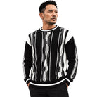 Stacy Adams 32028 black pu trimmed crewneck sweater