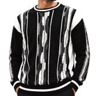Stacy Adams 32028 black pu trimmed crewneck sweater - detail view