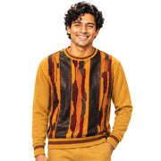 Men's PU Trimmed Fancy Crewneck Sweater - Gold by Stacy Adams