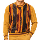 Stacy Adams 32028 gold pu trimmed crewneck sweater - detail view