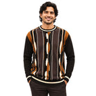 Stacy Adams 32028 brown pu trimmed crewneck sweater