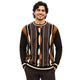 Men's PU Trimmed Fancy Crewneck Sweater - Brown by Stacy Adams