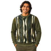 Men's PU Trimmed Fancy Crewneck Sweater - Moss by Stacy Adams