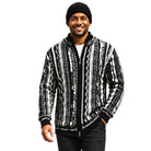 SilverSilk 32030 black mock neck full-zip textured sweater