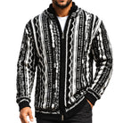 SilverSilk 32030 black mock neck full-zip textured sweater - detail view