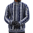 SilverSilk 32030 grey mock neck full-zip textured sweater - detail view