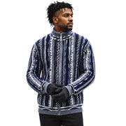 Men's Mock Neck Full-Zip Textured Sweater - Grey by SilverSilk
