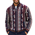 SilverSilk 32030 navy mock neck full-zip textured sweater - detail view