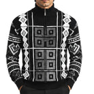 Stacy Adams 32022 black quarter-zip mock neck geometric sweater - detail view