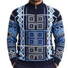Stacy Adams 32022 navy quarter-zip mock neck geometric sweater - detail view
