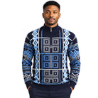 Stacy Adams 32022 navy quarter-zip mock neck geometric sweater