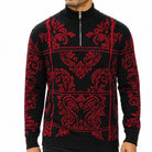 Stacy Adams 32021 black quarter-zip mock neck window scroll sweater - detail view