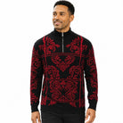 Stacy Adams 32021 black quarter-zip mock neck window scroll sweater