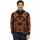 Stacy Adams 32021 navy quarter-zip mock neck window scroll sweater
