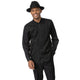Black Tonal Chain Pattern Long Sleeve 2-Piece Walking Suit by Montique