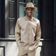 Tan Tonal Chain Pattern Long Sleeve 2-Piece Walking Suit by Montique