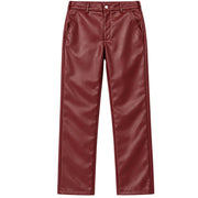 Men's Burgundy Faux Leather Straight-Leg Dress Pants by Montique