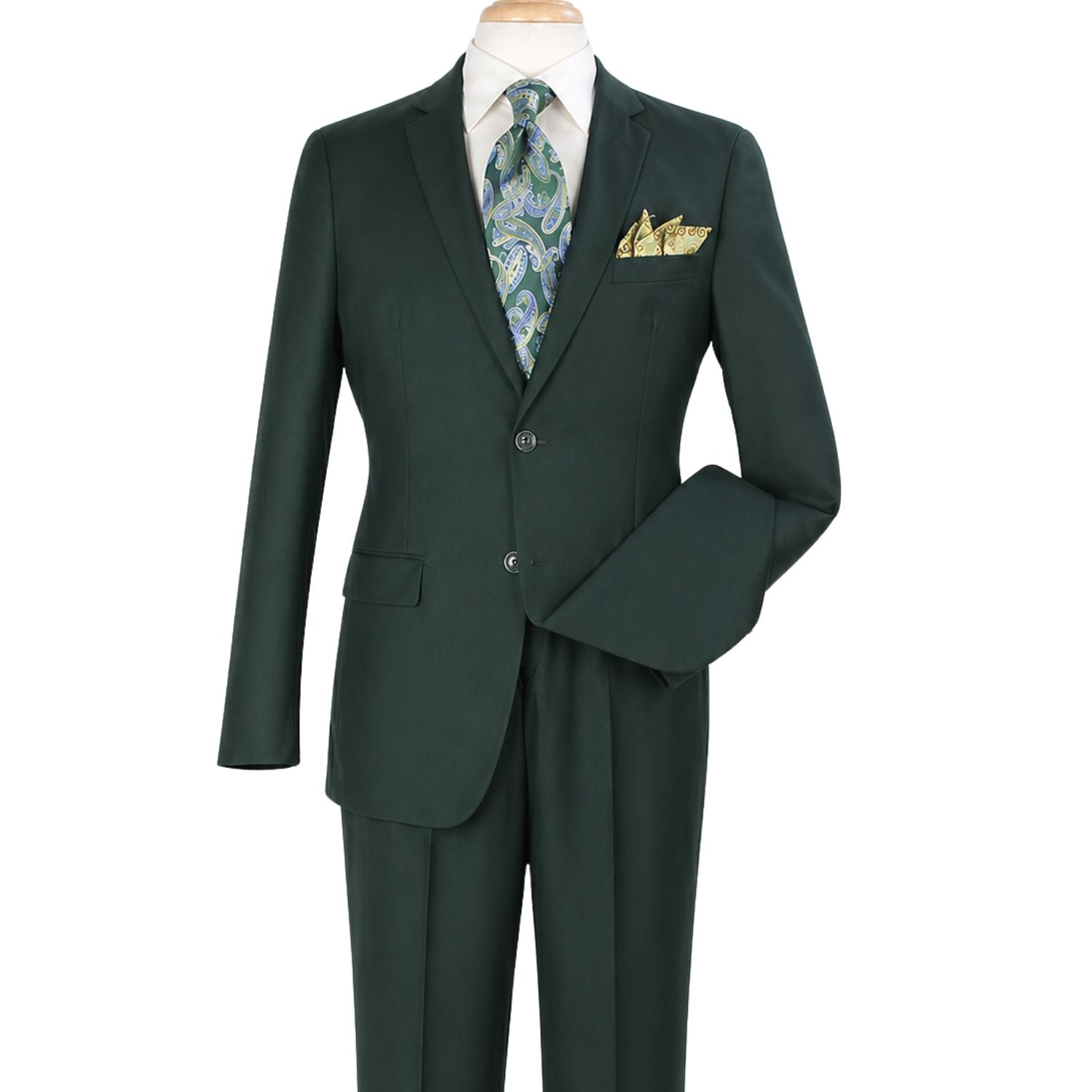 Hunter Green Modern FIT 2 Piece Suit Flat Front Pants REGULAR FIT / 54