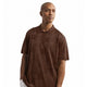 Men’s Brown Tonal Geometric Short Sleeve Polo by Stacy Adams