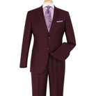 burgundy 2 piece modern fit suit front view