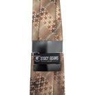 Stacy Adams brown geometric necktie with woven check pattern