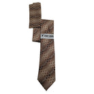 brown plaid geometric tie and pocket square set by Stacy Adams