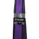 Stacy Adams black and purple pinstripe tie set showing red reverse detail and branded keeper loop