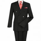 Angled view of men’s black double-breasted suit jacket