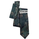 Stacy Adams Teal and Soft Sand Paisley Tie and matching Pocket Square Set front view.