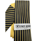 Close-up of Stacy Adams black and yellow pinstripe tie and matching pocket square