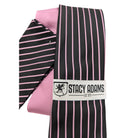 Close-up of Stacy Adams black and pink pinstripe tie and matching pocket square