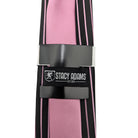 Stacy Adams black and pink pinstripe tie set showing red reverse detail and branded keeper loop