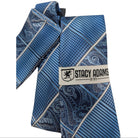 folded blue paisley patchwork necktie with matching pocket square