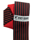 Close-up of Stacy Adams black and red pinstripe tie and matching pocket square