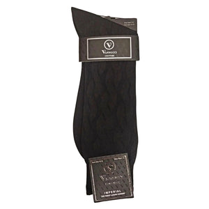 Vannucci Black Imperial Diamond-Texture Dress Socks